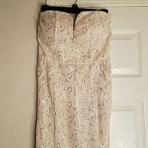 Bailyblue strapless crochet/sequin formal gown EUC